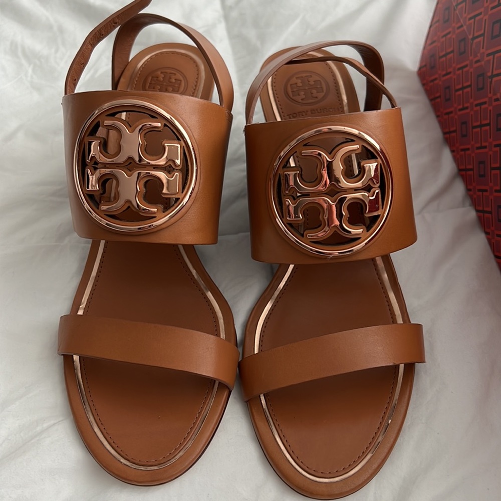 TORY BURCH METAL MILLER 65MM WEDGE New in Box, Size 8